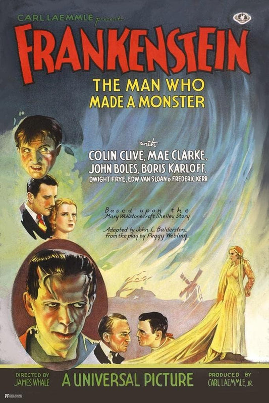 Frankenstein 1931 Boris Karloff Retro Vintage Horror Movie Poster 