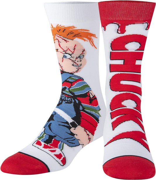 , Chucky Doll Fun Socks for Men Women, Crew, Large, Horror Movie Styles